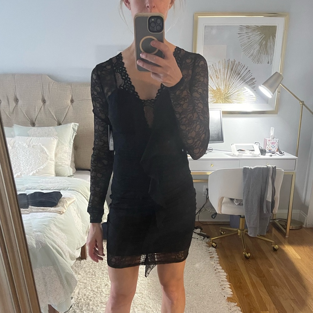 Guess Black Long Sleeve Sheath Dress
